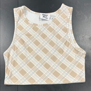 Princess Polly Tan Checkered Crop Top
